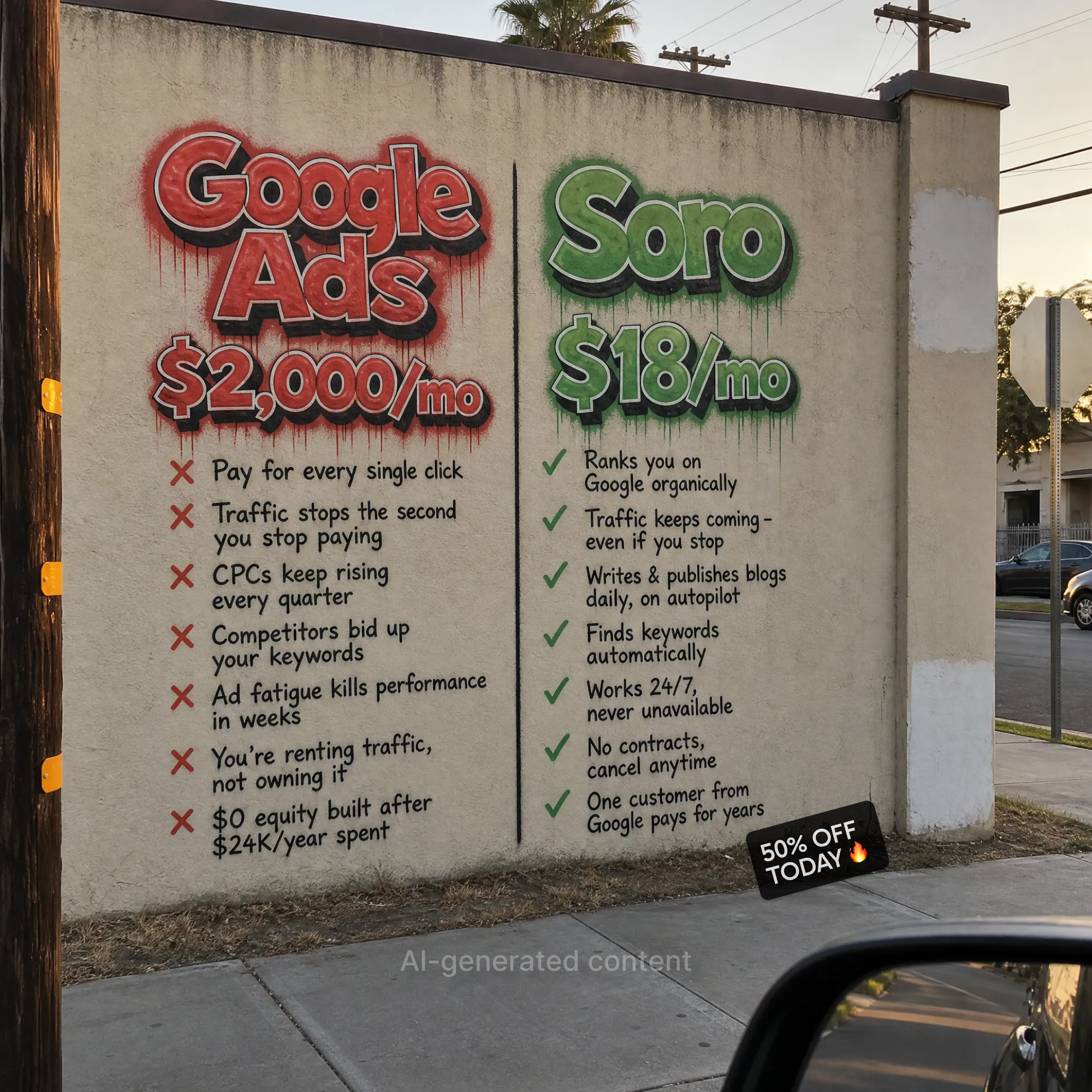 Soro SEO Facebook ad: Rank #1 on Google
