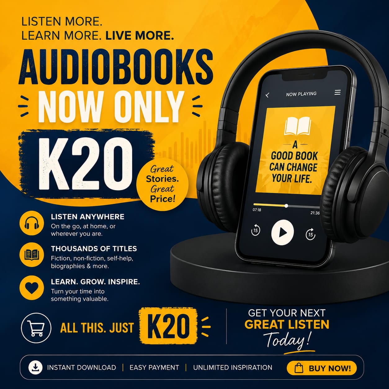 Alidata Academy - 2.0 Facebook ad: Audiobooks for sale K20 per copy WhatsApp 0979883216