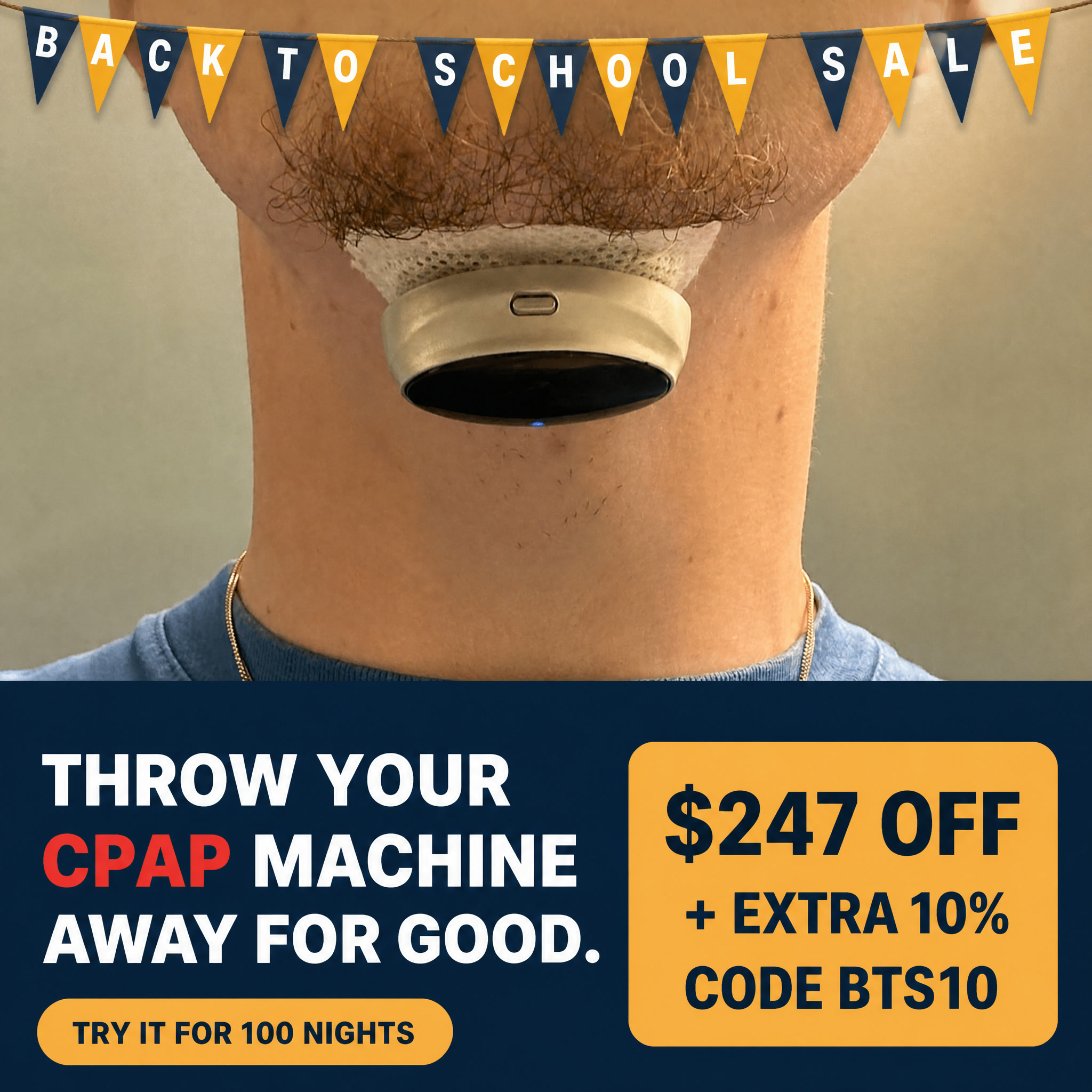 SleepEase Facebook ad: Back To School Sale: $247 OFF + Extra 10%