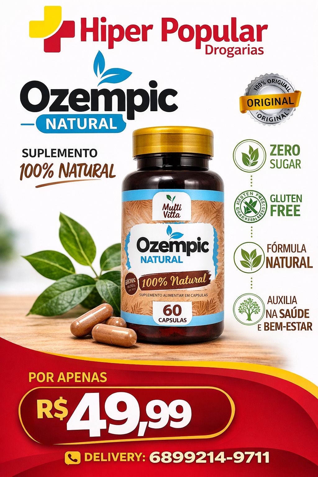 Hiper Popular Drogarias Facebook ad: Potencialize seus resultados com o Ozempic Natural!