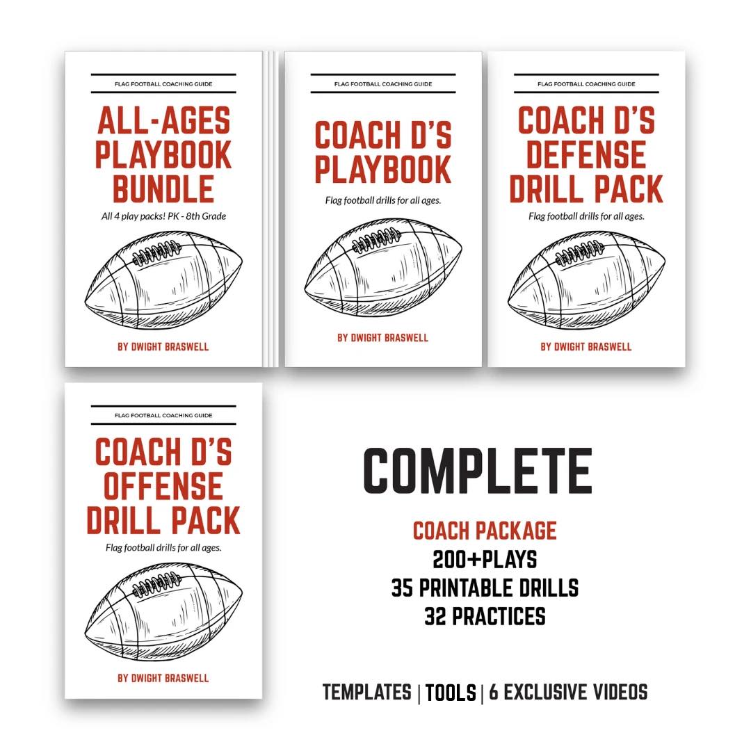 Flag Football with Coach D Facebook ad: Coach D's COMPLETE COACH PACKAGE (ALL Playbooks + Drill…