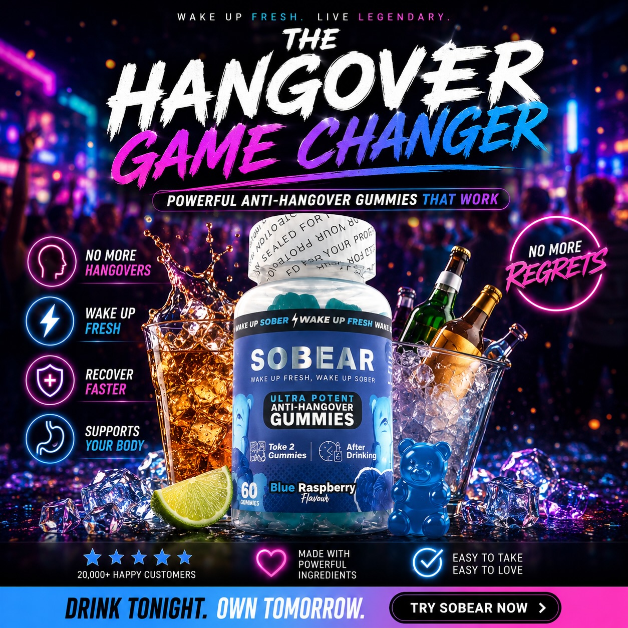 SoBear Hangover Gummies Facebook ad: Built for mornings that matter