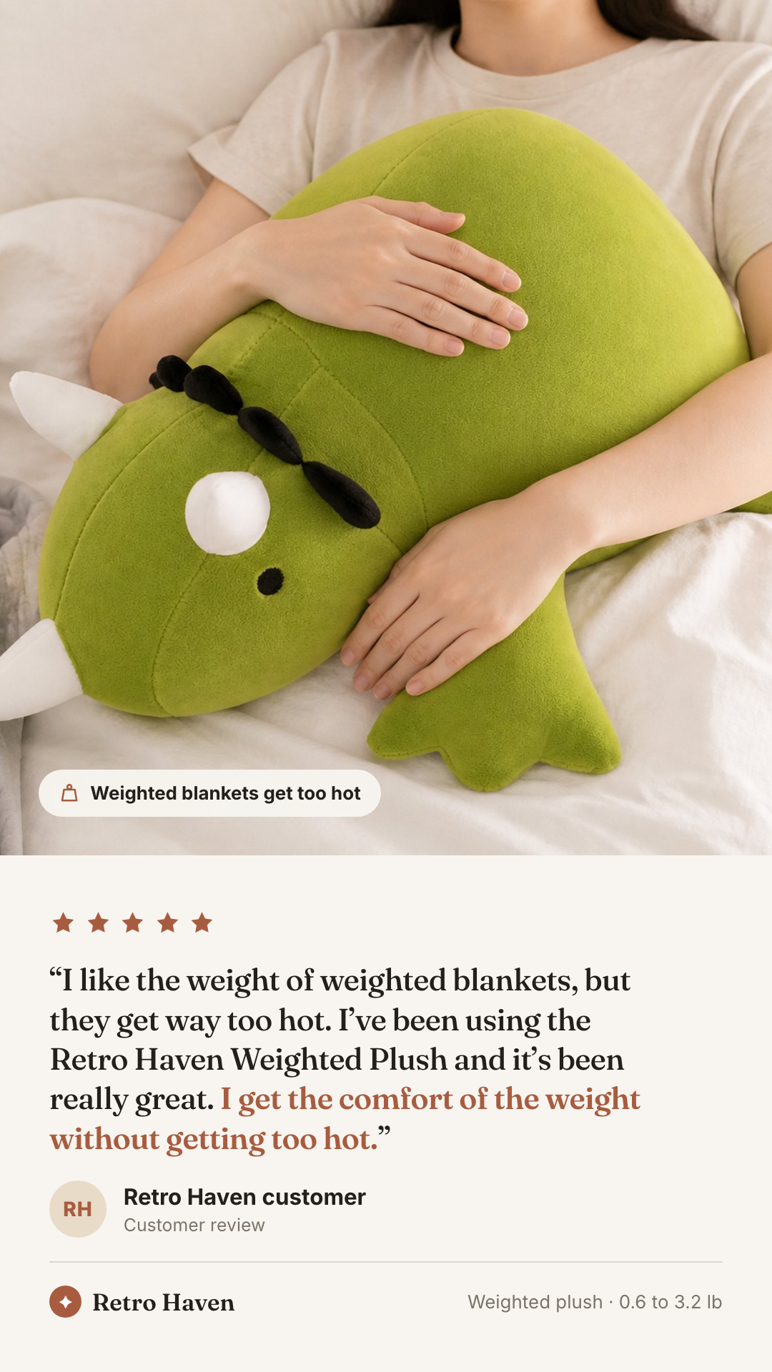 Retro Haven Facebook ad: Weighted blankets get too hot