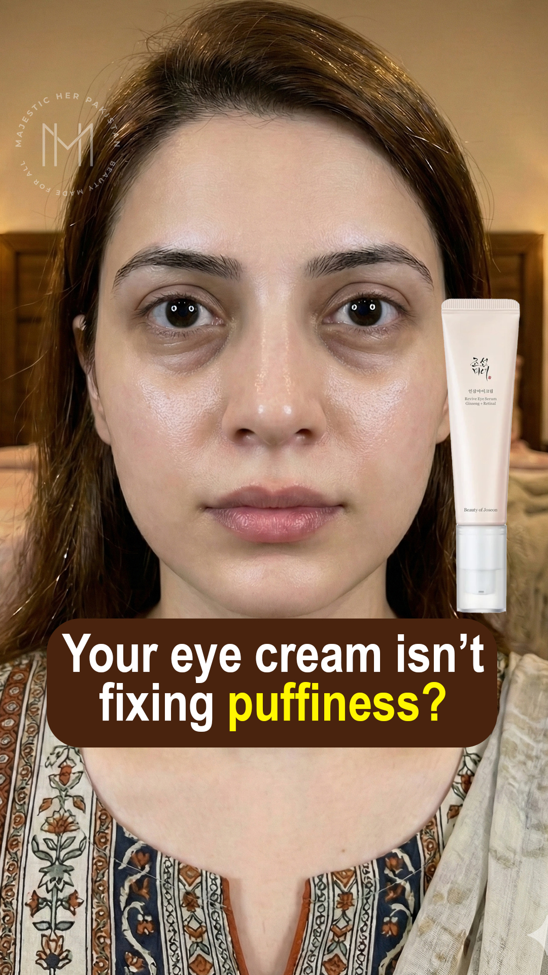 Majestic Her Facebook ad: One Special Ingredient Makes Puffiness Go Away!