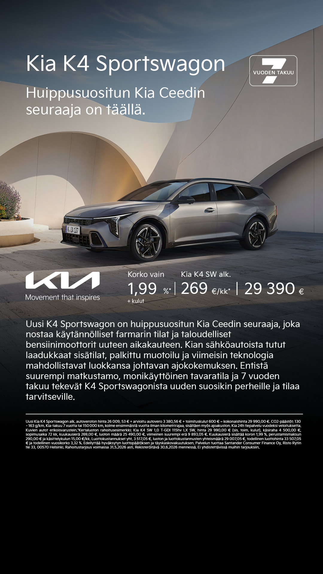 Kia Finland Facebook ad from May 13, 2026
