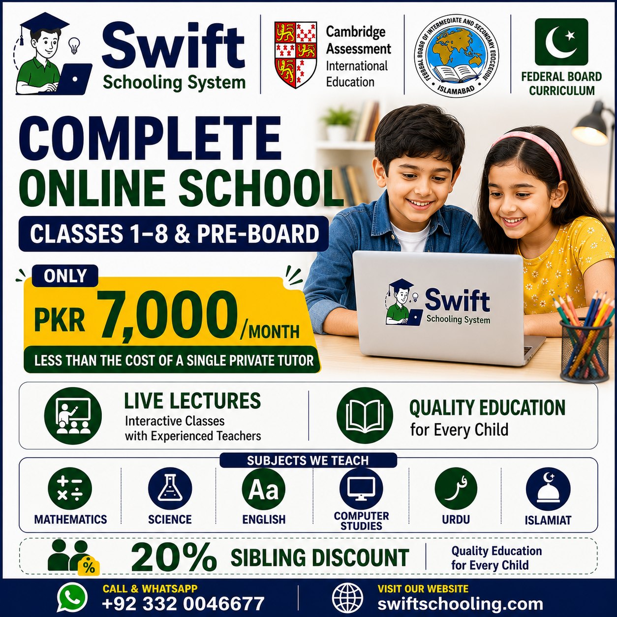 Swift Schooling Facebook ad: Swift Schooling, Complete Online Schooling System