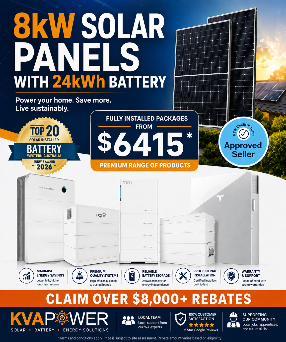 KVA POWER Facebook ad: BATTERY & SOLAR System!