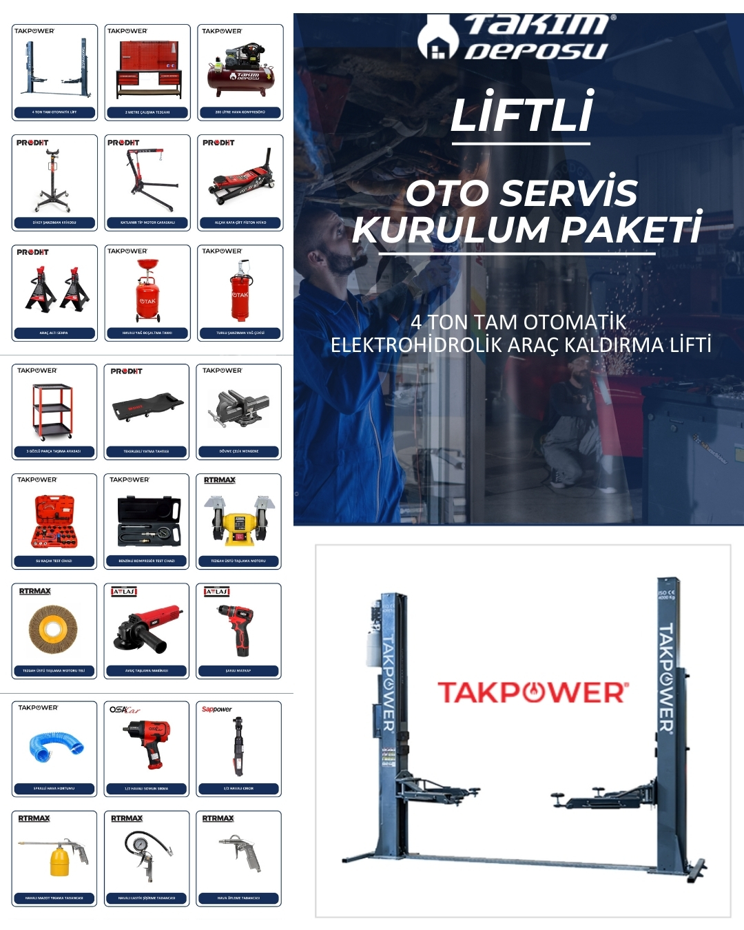 Takım Deposu Facebook ad: 4 Ton Tam Otomatik Liftli Full Oto Servis…