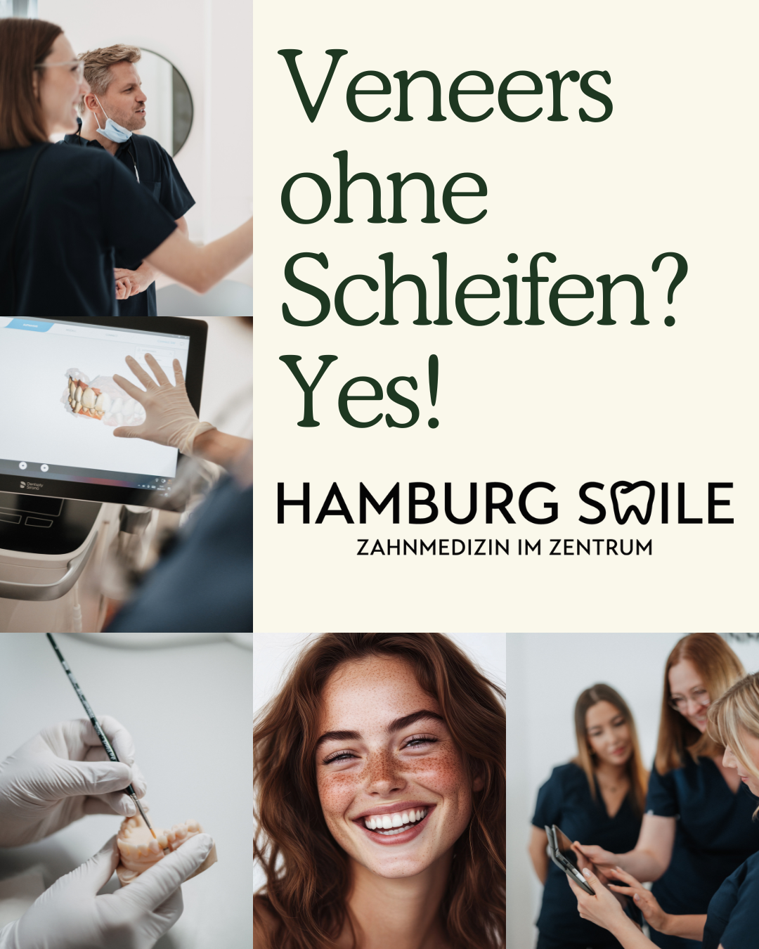Hamburg Smile Facebook ad: Veneers ohne Schleifen? Yes please!