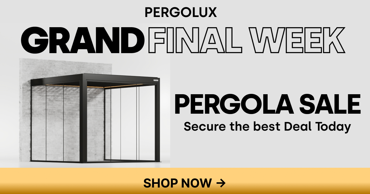 pergolux.au Facebook ad: Stock Moving Fast, Shop Now