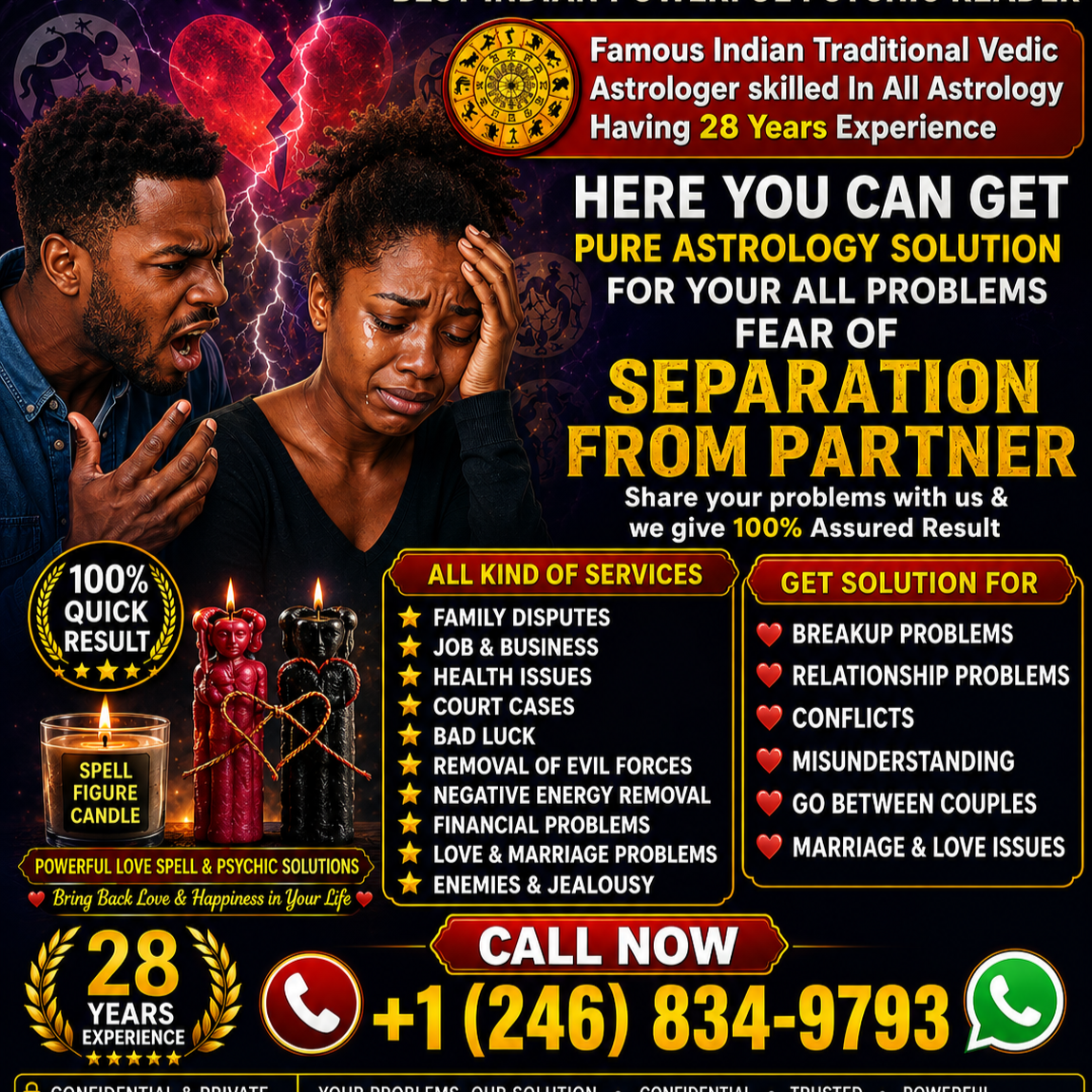 No1astrology center in Barbados Best Indian Powerful Psychic Reader Facebook ad: Chat in Messenger