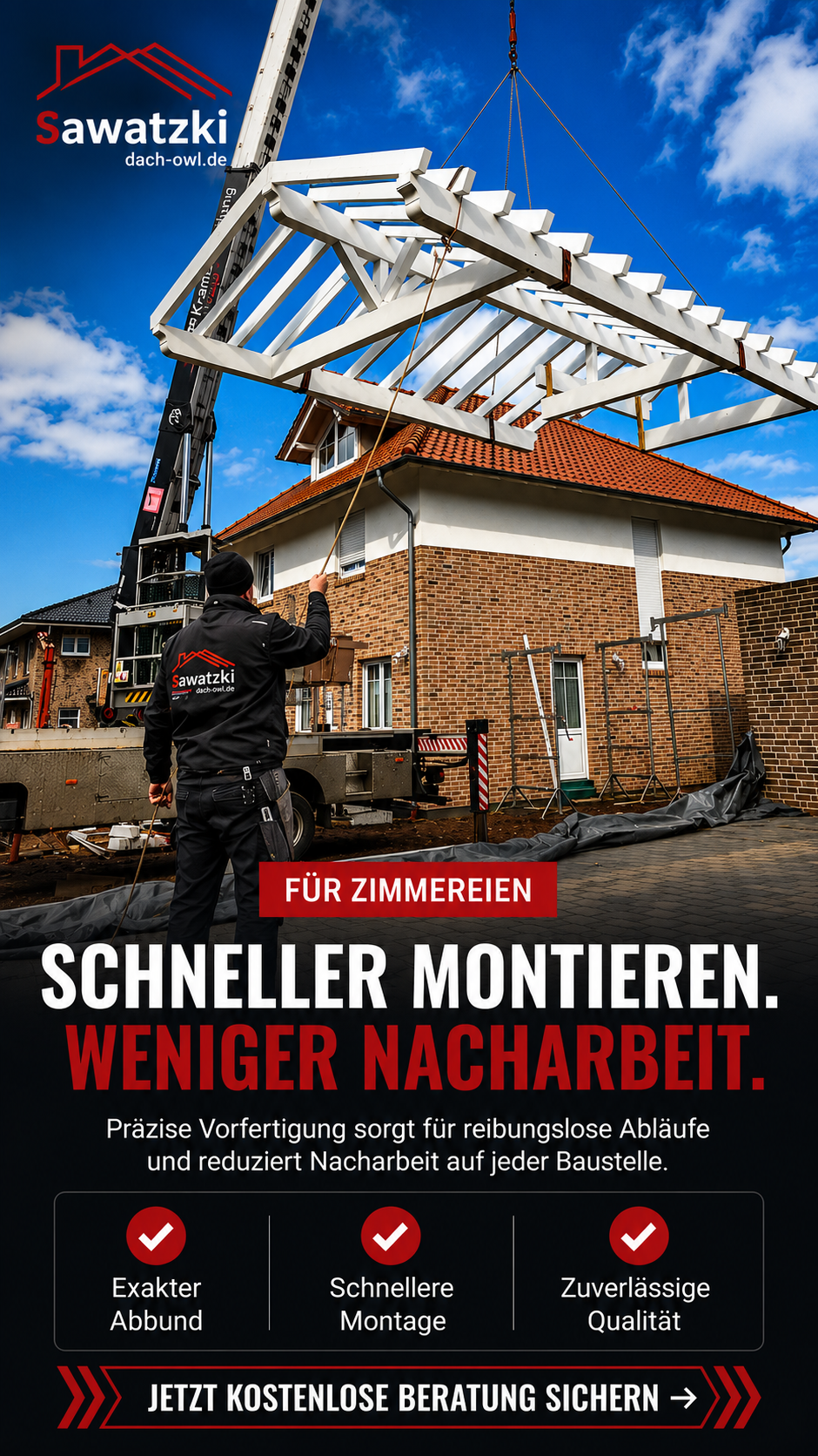 Cross Talent Marketing Facebook ad: Mehr Abbundkapazität für deine Zimmerei