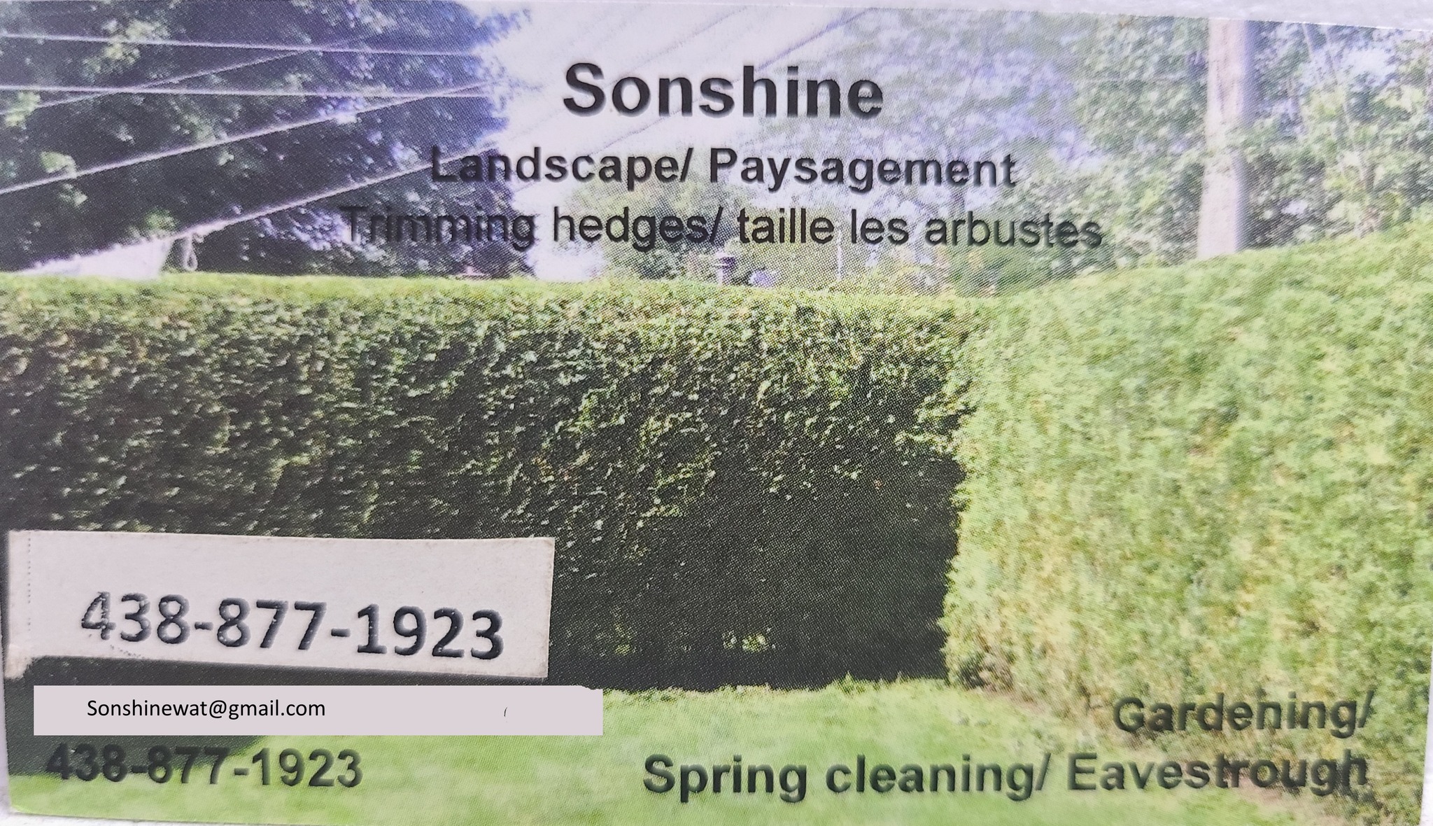 Sonshine Landscaping/Paysagement Facebook ad