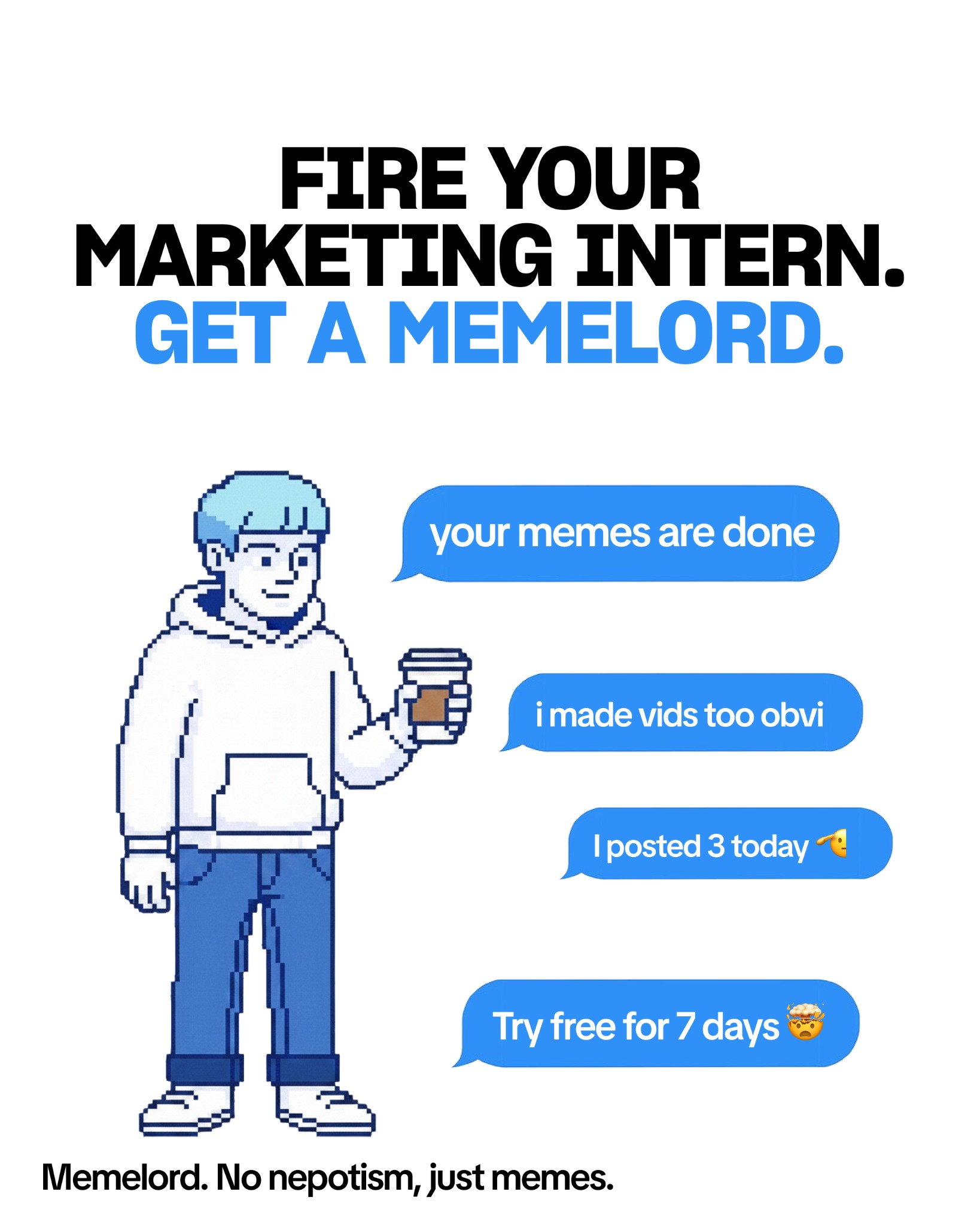 Memelord.com Facebook ad: Fire your marketing intern