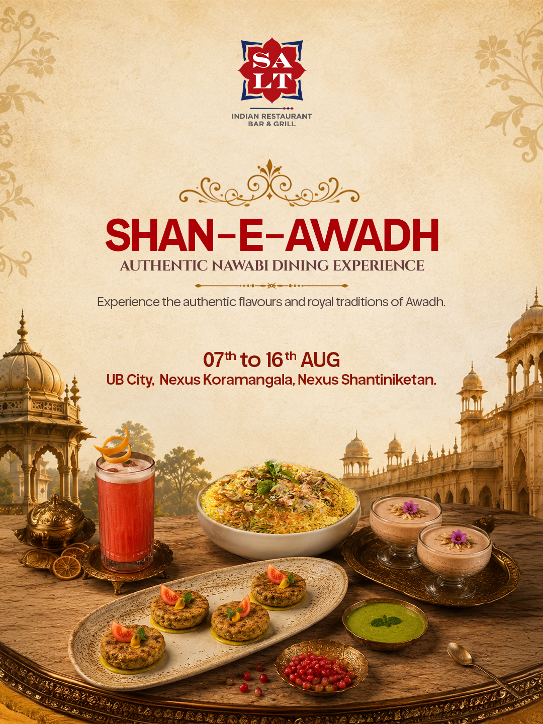 Salt Indian restaurant - Bar & Grill Facebook ad: Awadh’s Royal Feast Has Arrived at SALT