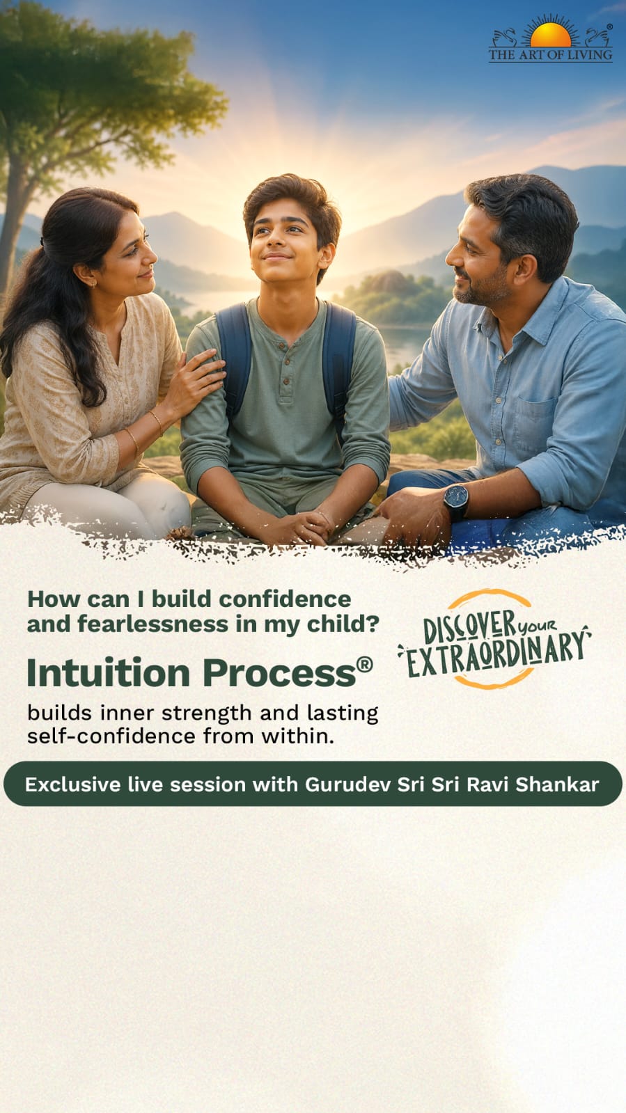 Children and Teens Programs, Request a Call Back - Art of Living Facebook ad: Raise Confident & Fearless Children