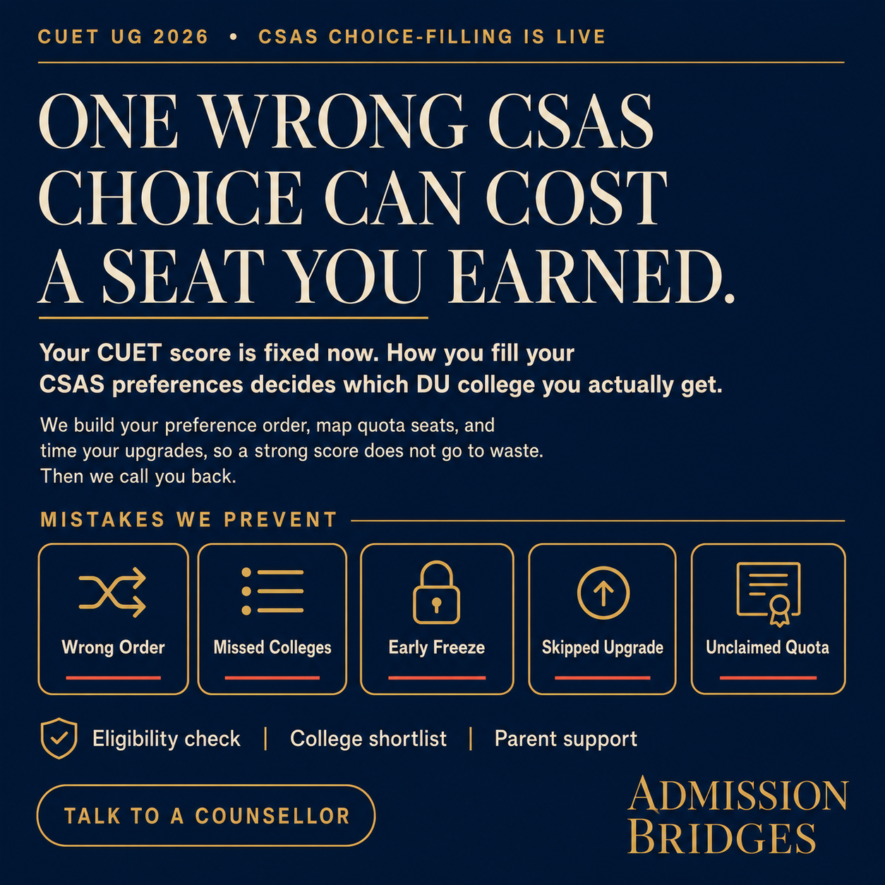 Admission Bridges Facebook ad