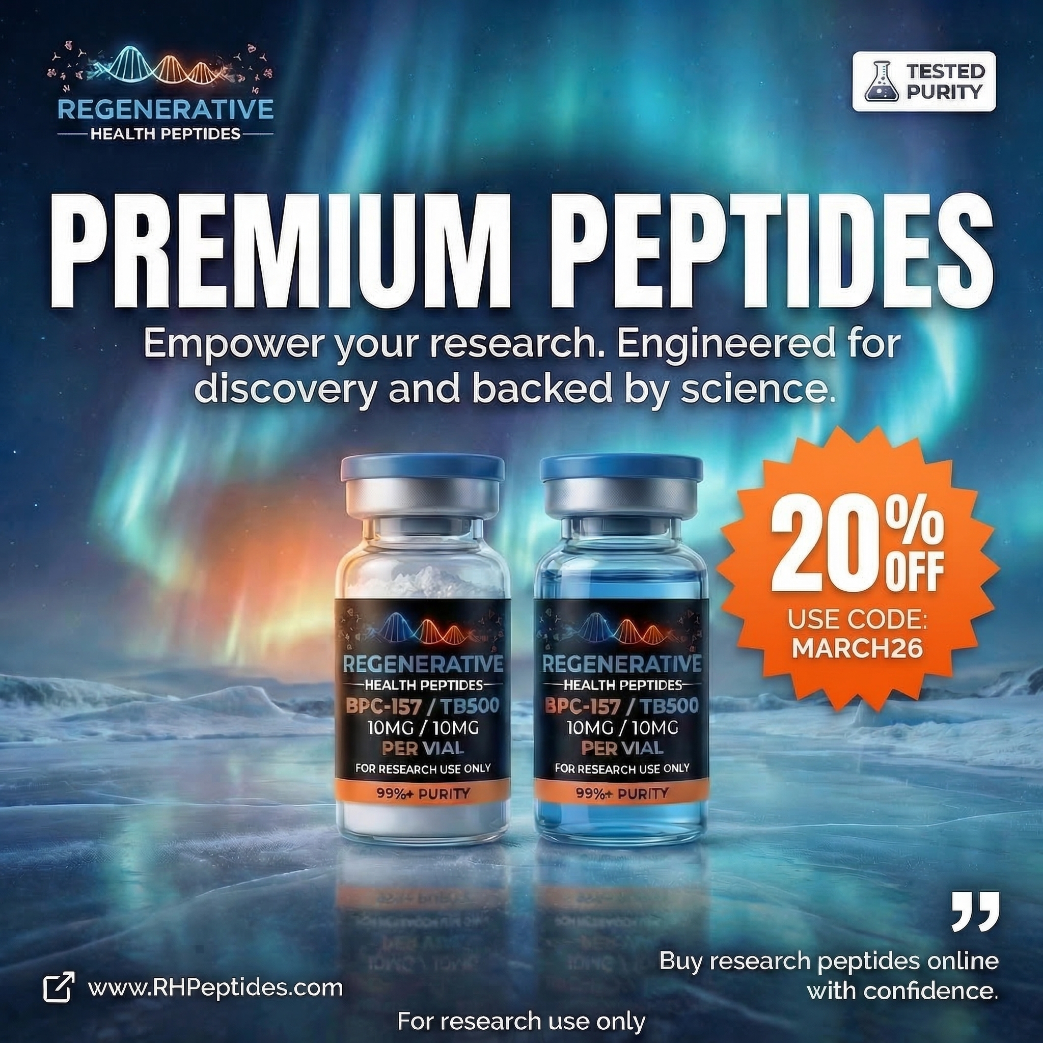 Regenerative Health Peptides Facebook ad: 3rd-Party Tested Research Peptides