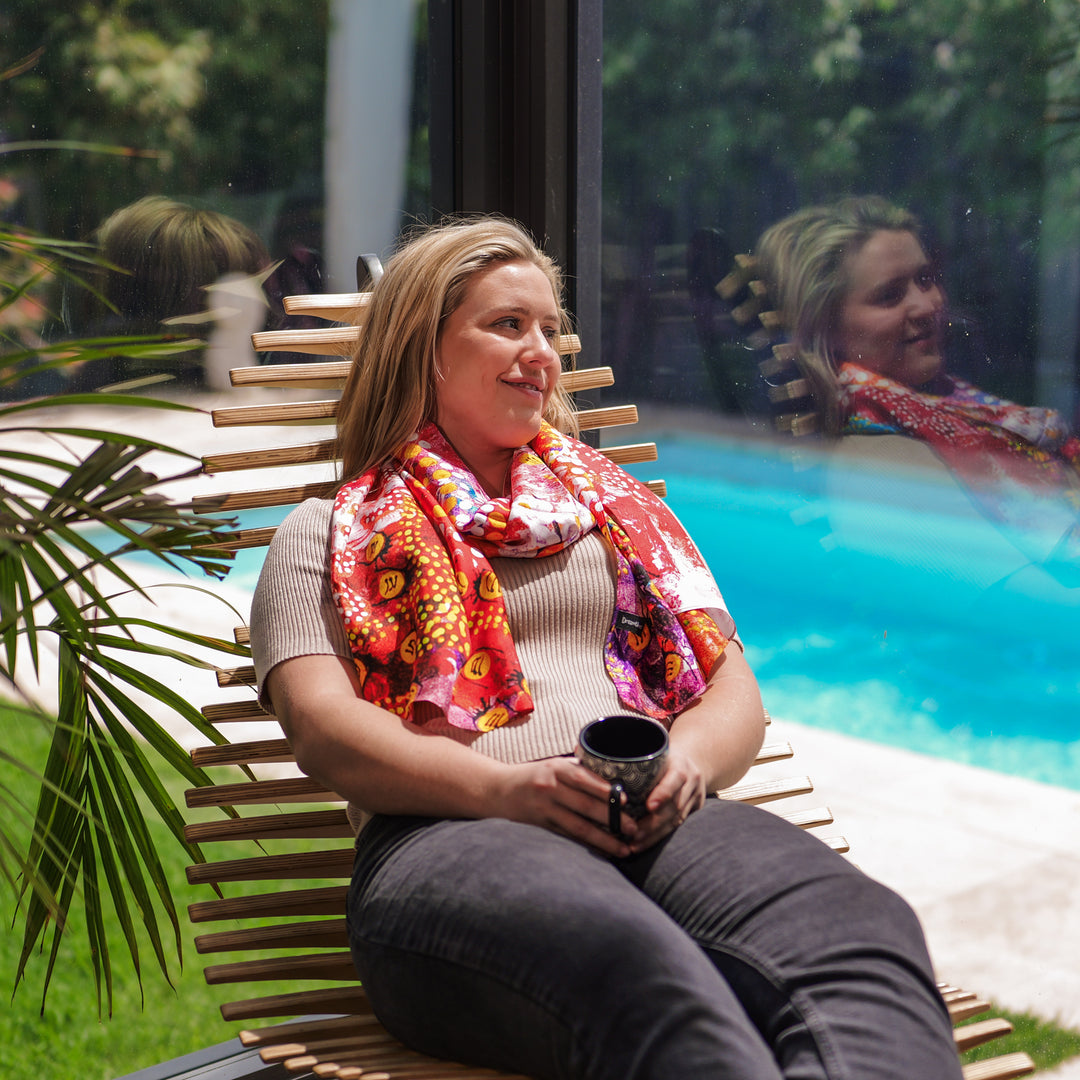 Dreamtimez Facebook ad: Silk Scarves & Headbands, Inspired by Country