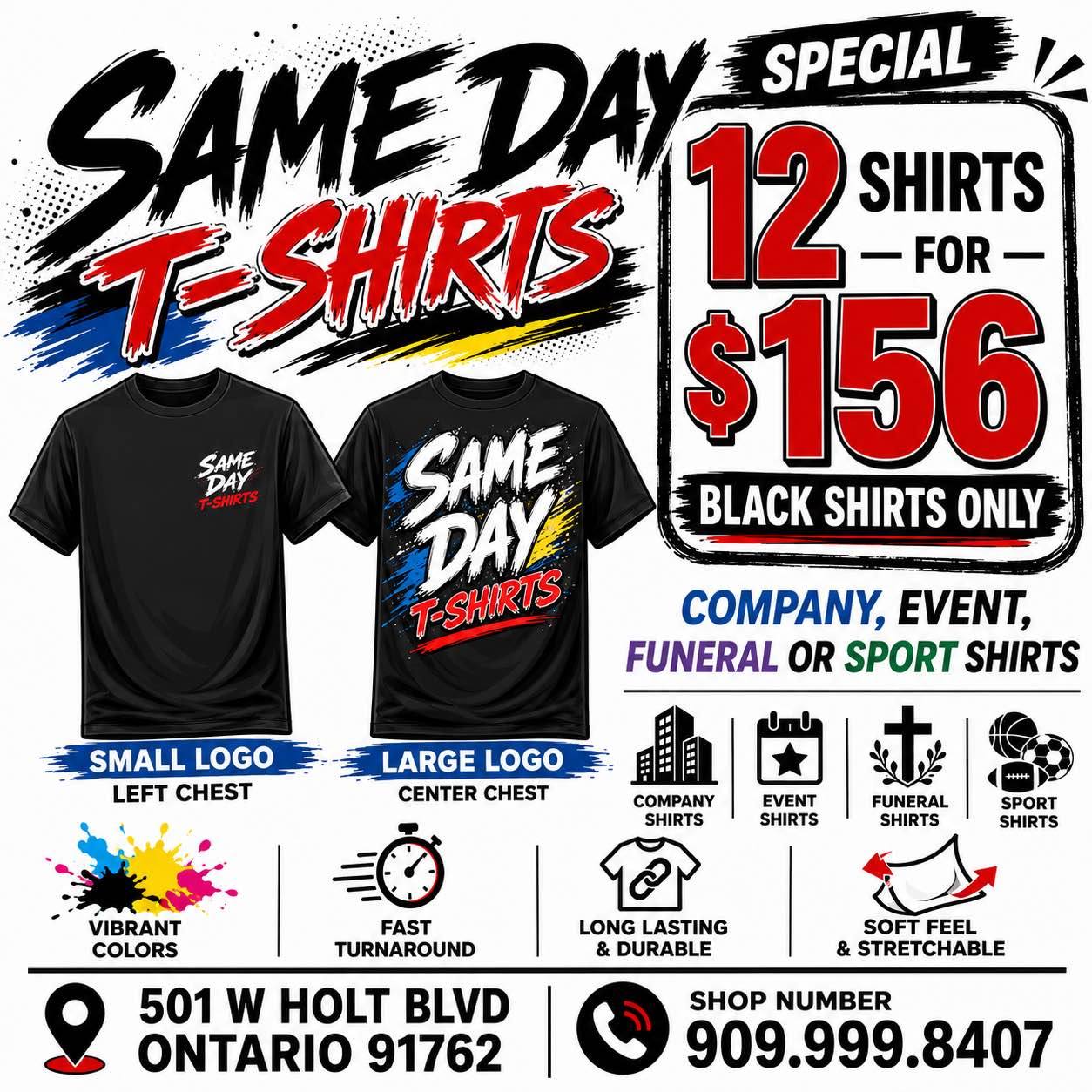 Daniel Deals Facebook ad: 12-Shirts On Demand (Custom Printing)
