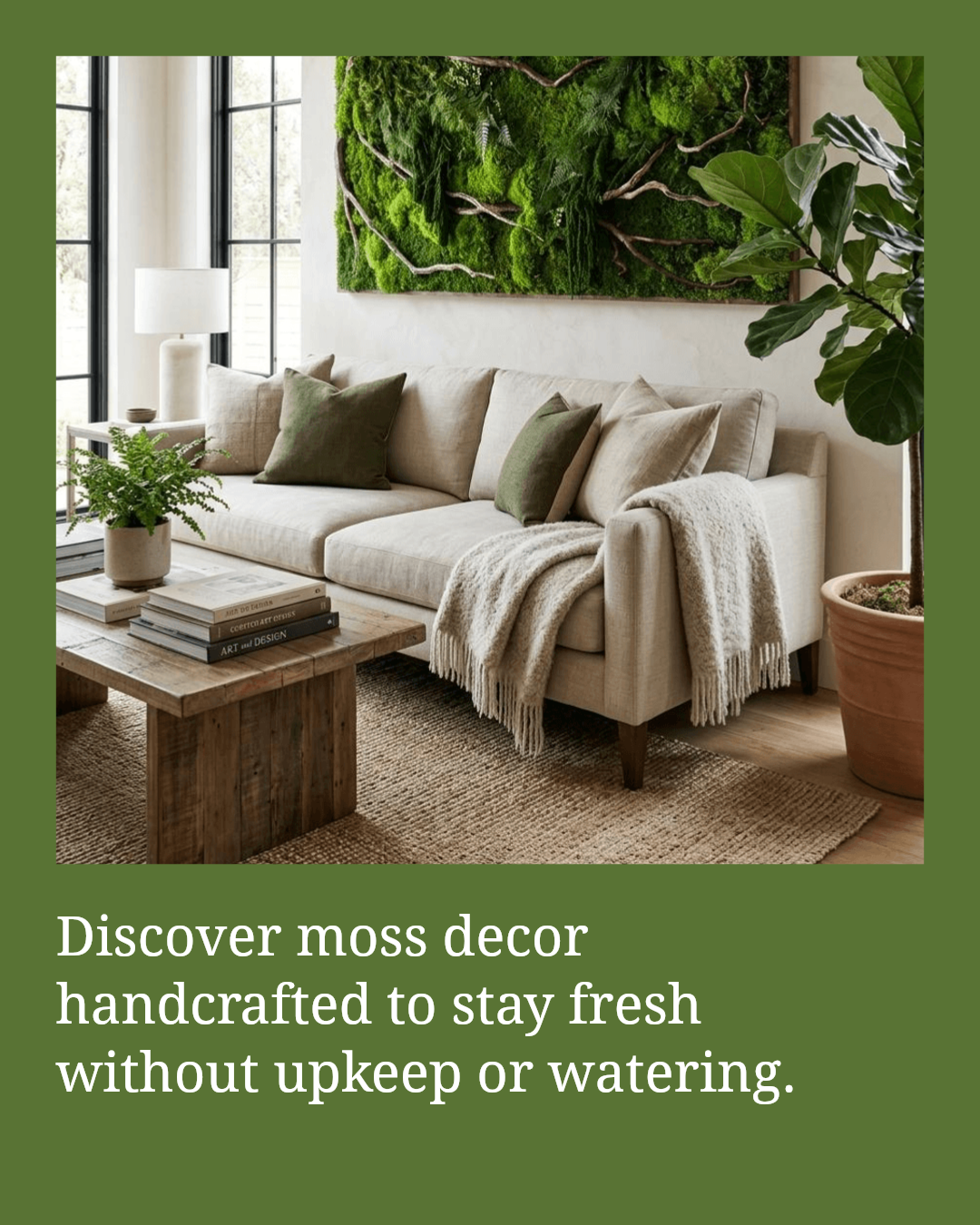 Artisan Moss Facebook ad: Transform your space with moss art