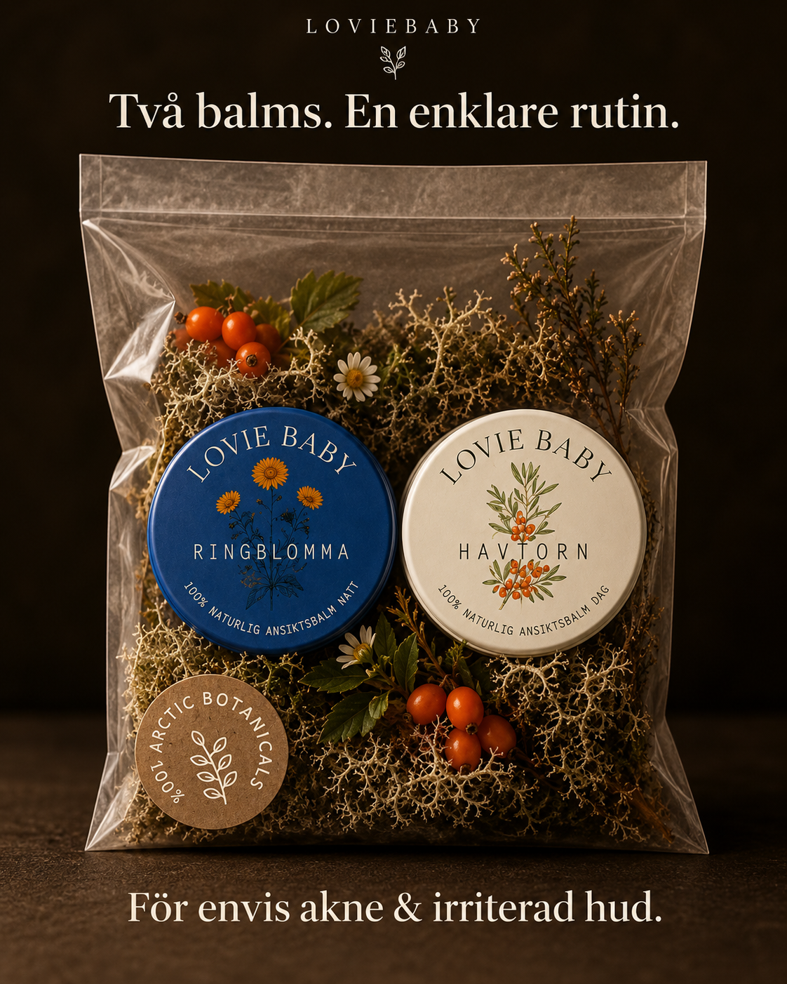 LovieBaby Facebook ad: Naturlig hudvård för akne