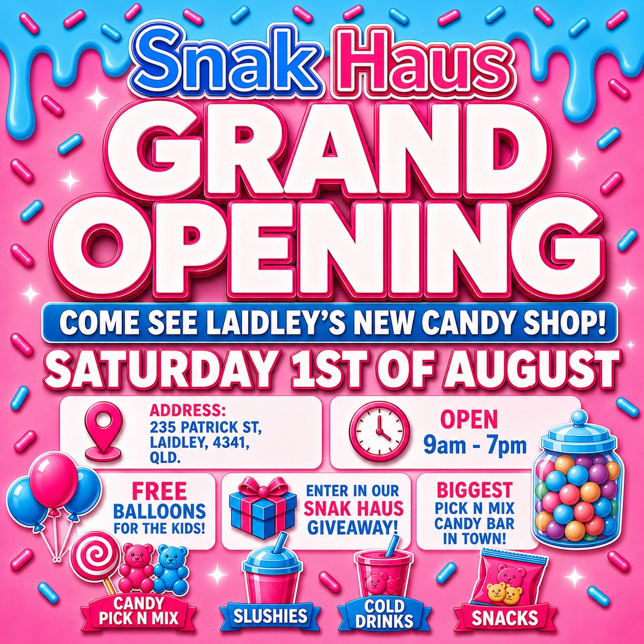 Snak Haus Facebook ad: GRAND OPENING! THE COUNTDOWN IS ON!