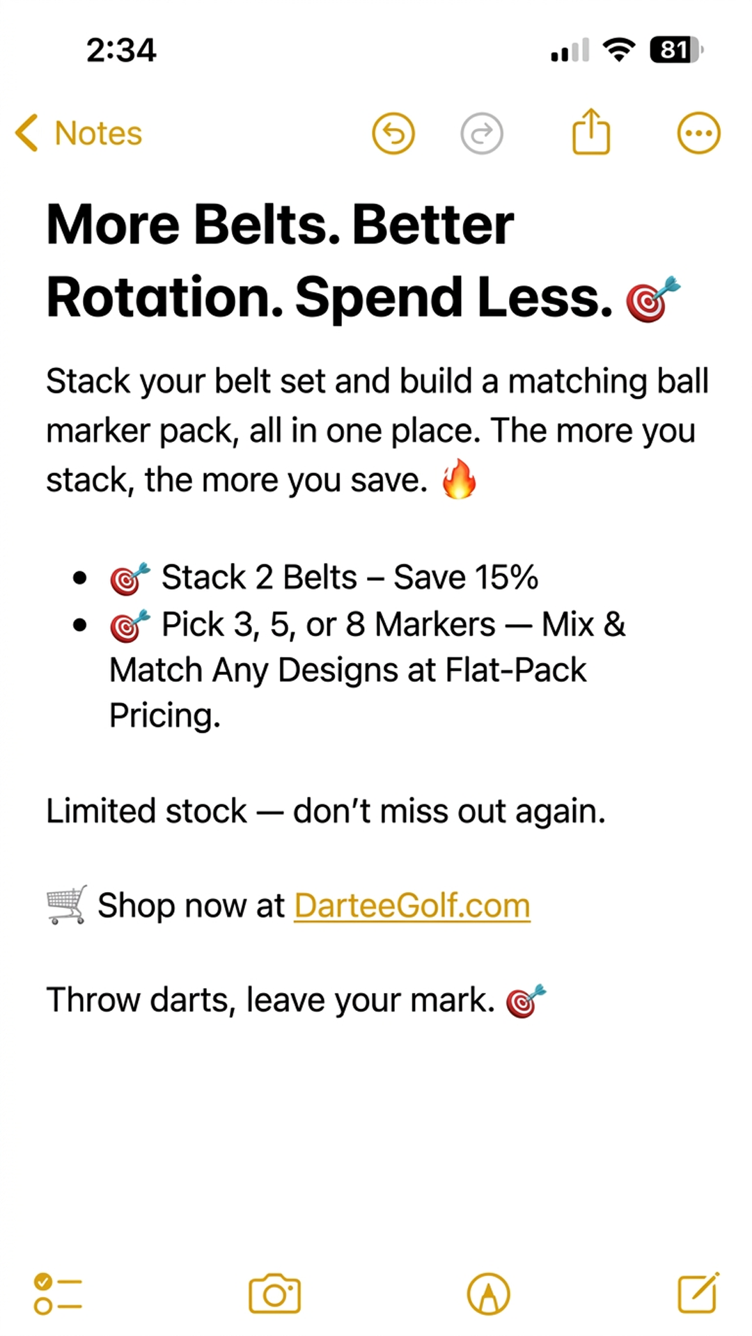 Dartee Golf Facebook ad