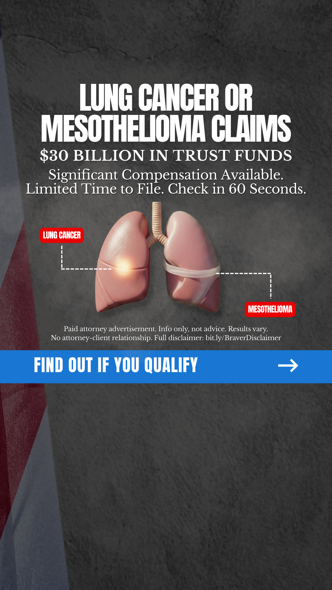 Lung Cancer or Mesothelioma Compensation Facebook ad