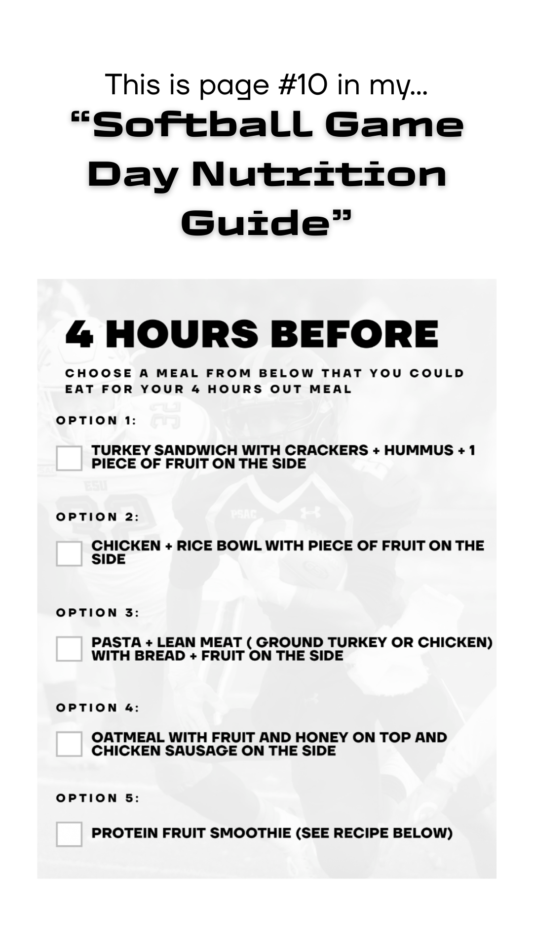 Kelsey Poulter Facebook ad: Softball Game Day Nutrition Guide and Course
