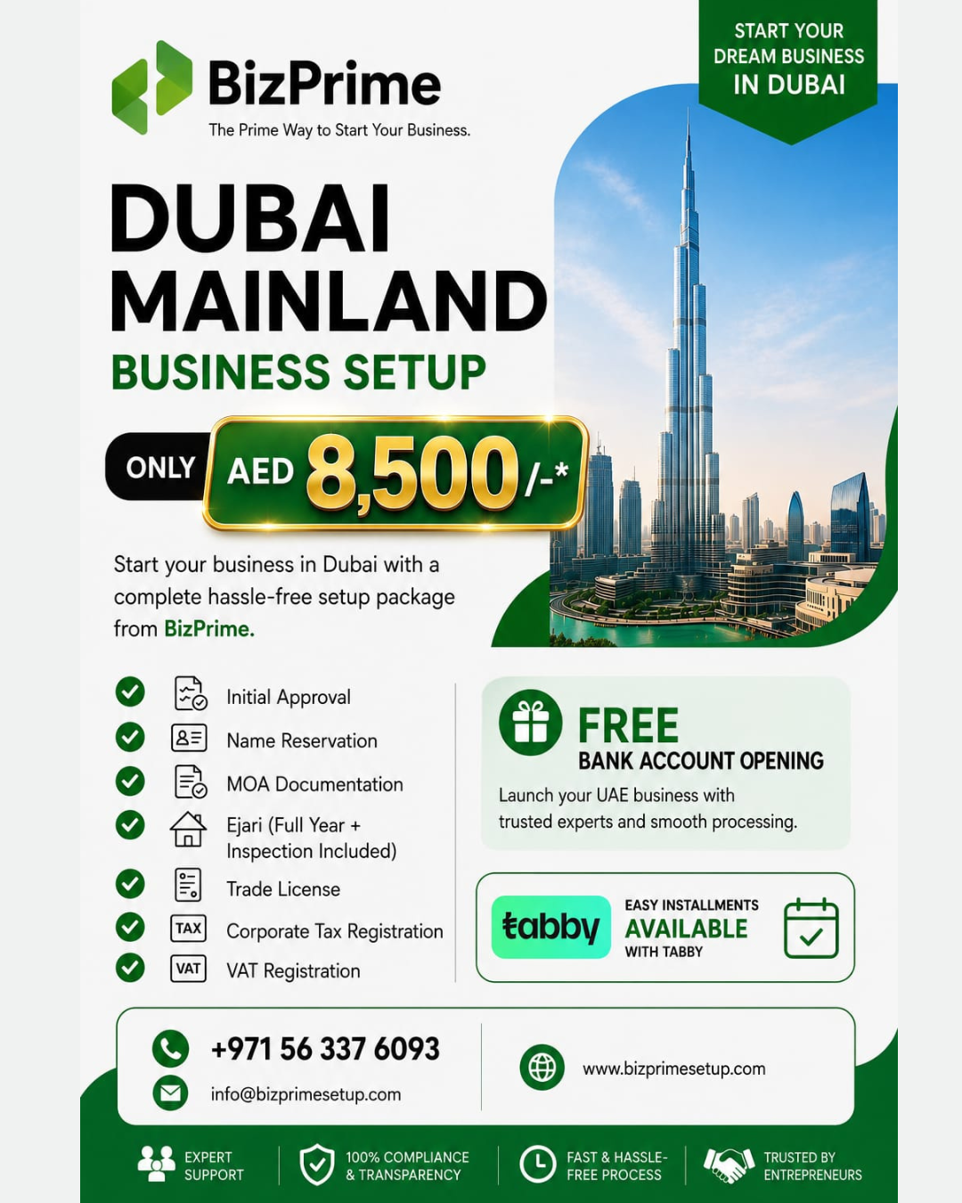 Bizprime Business setup Services Facebook ad: Dubai Mainland License from AED 8,500