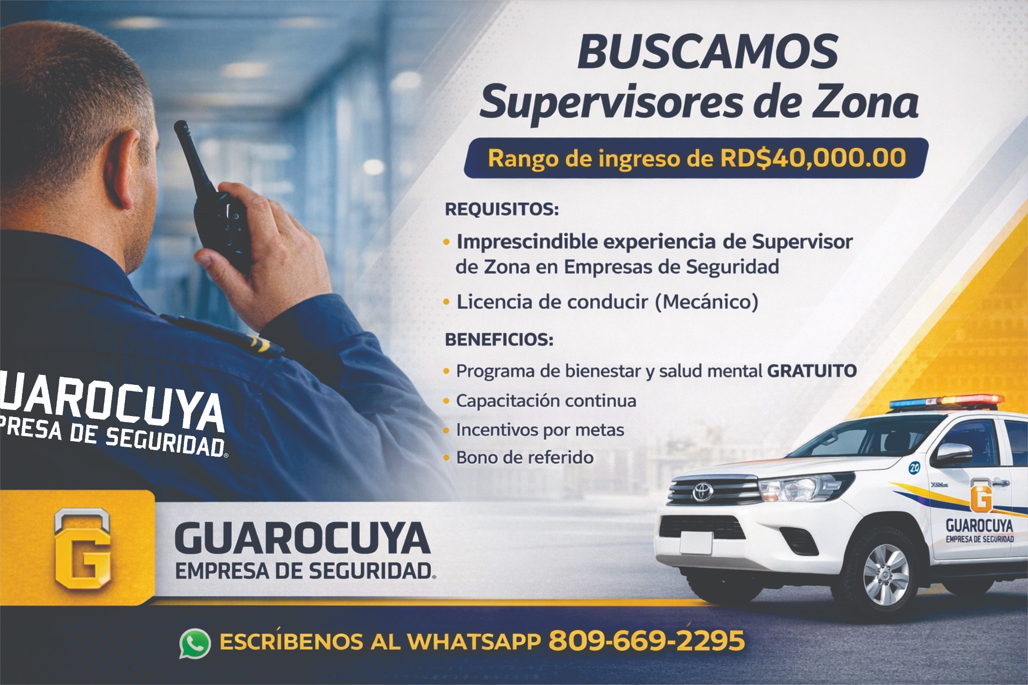 Guardianes Guarocuya, SRL. Facebook ad: TRABAJA CON NOSOTROS