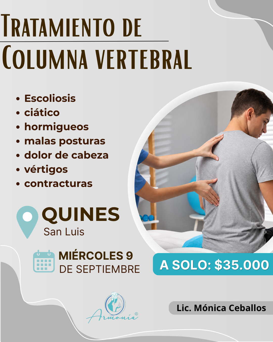 Armonia Estetica y Quiropraxia Facebook ad: Reservá tu turno en Quines de San Luis