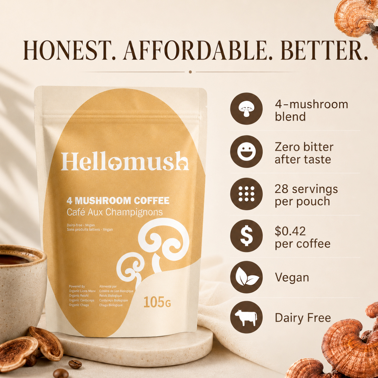 Hellomush Facebook ad: 28 Cups, Just $11.89
