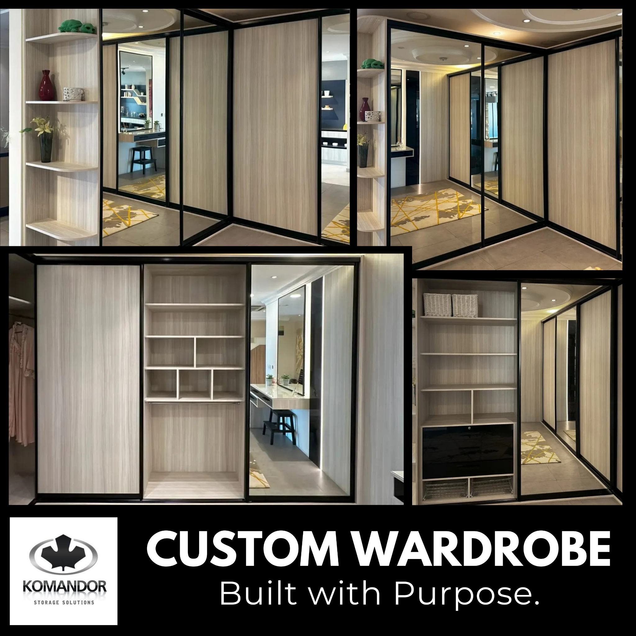 Komandor Storage Solutions Facebook ad: Stop Settling for Storage That Doesn’t Fit, Go Custom!