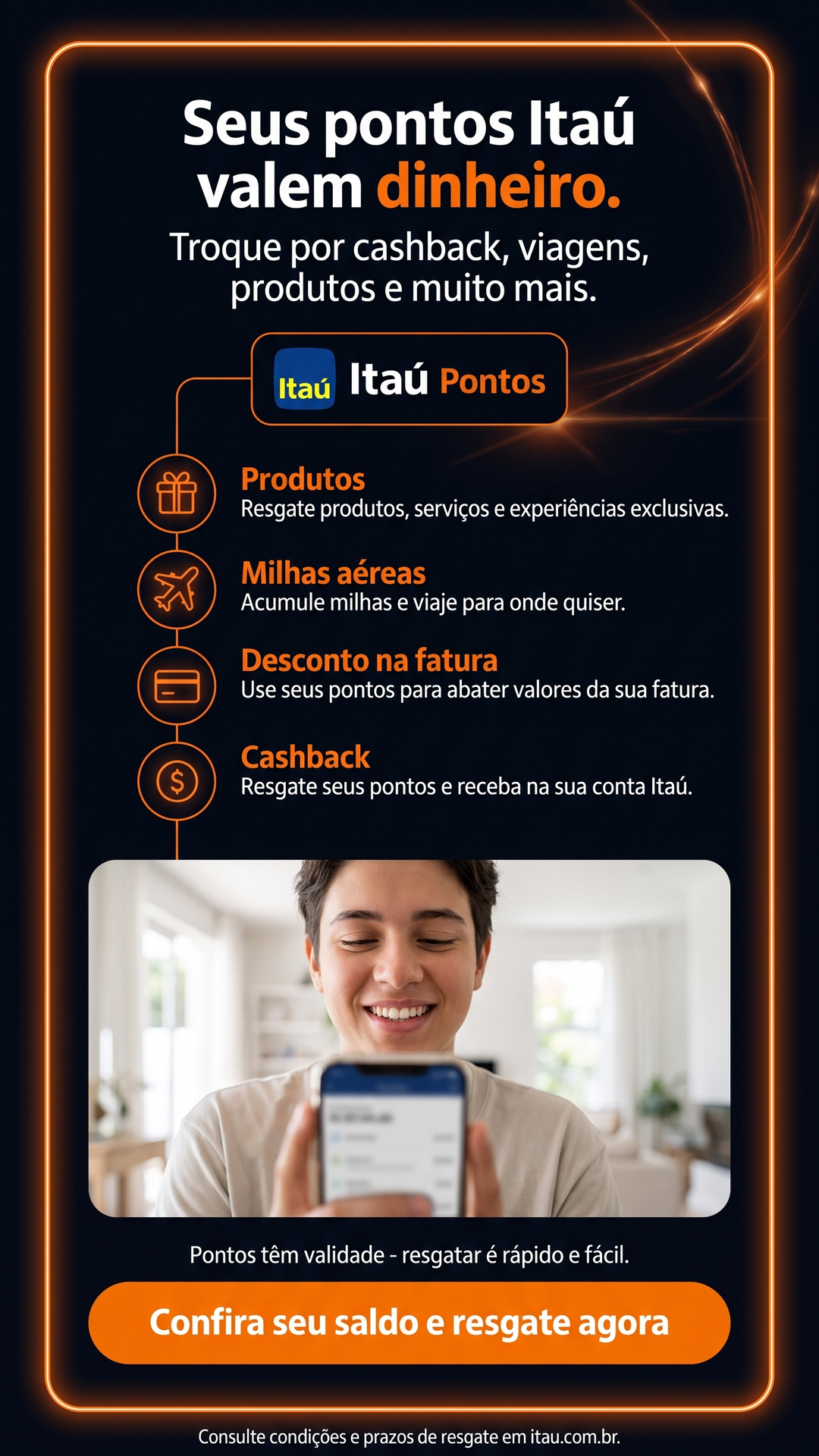 Central de Resgate de Pontos Facebook ad: Troque por viagens, produtos e cashback
