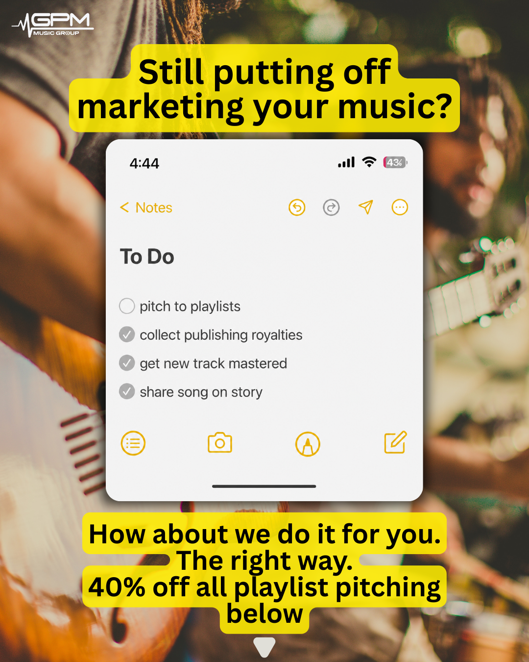 GPM Music Group Facebook ad