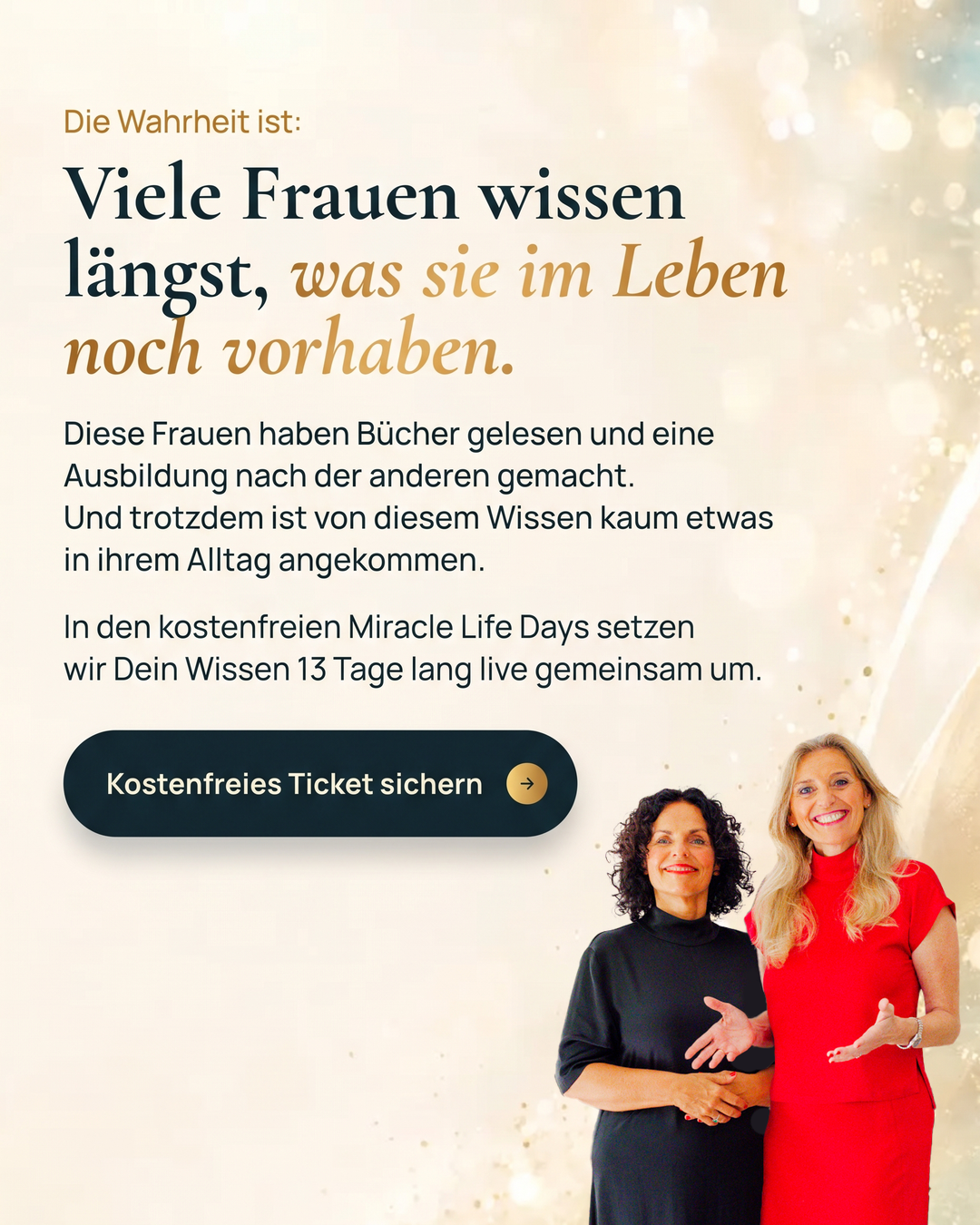 Susanne & Nicole Facebook ad: Online: Miracle Life Days