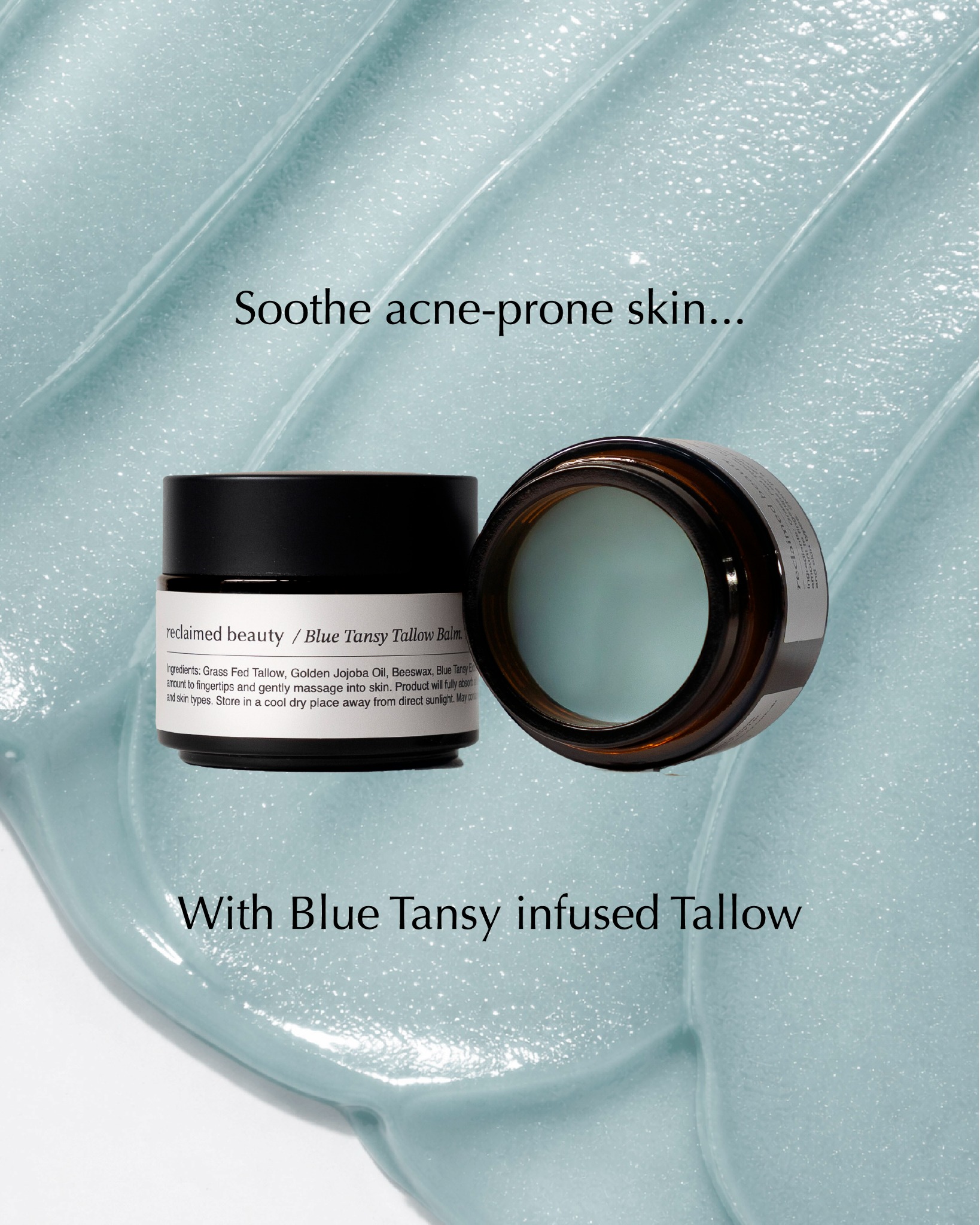 Reclaimed Beauty Facebook ad: Tallow skincare for acne-prone skin
