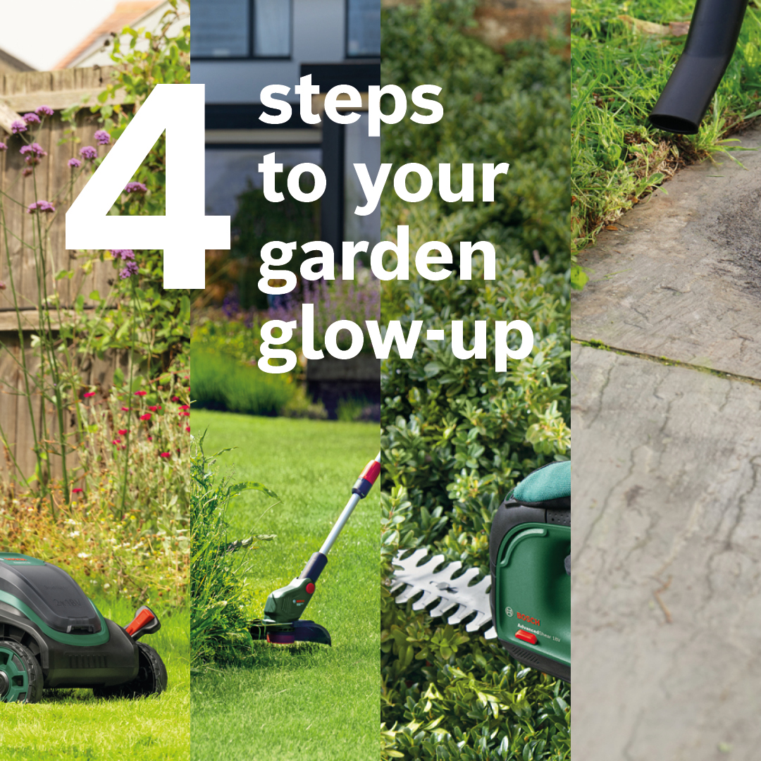 Bosch DIY and Garden Facebook ad: A garden glow-up doesn’t happen by accident It…