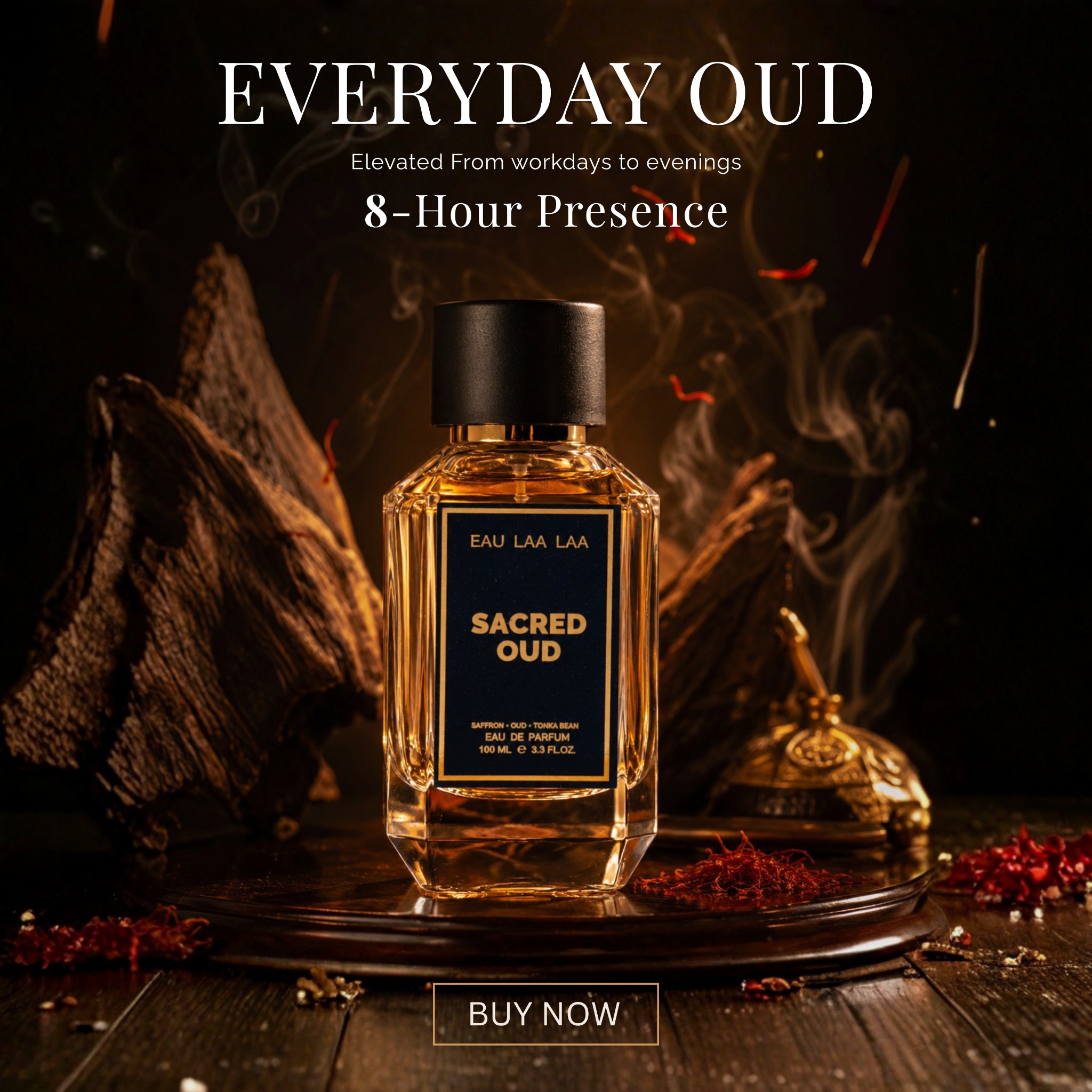 Eau Laa Laa Facebook ad: Luxury oud for powerful moments.