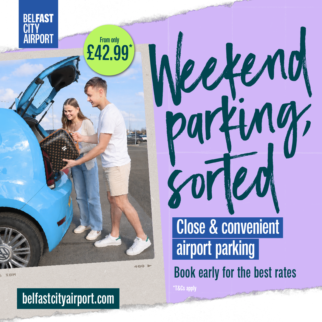 Belfast City Airport Facebook ad from Jul 1, 2026