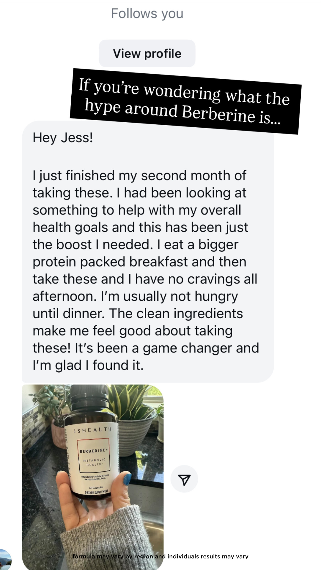 JSHealth Vitamins Berberine+ Facebook ad