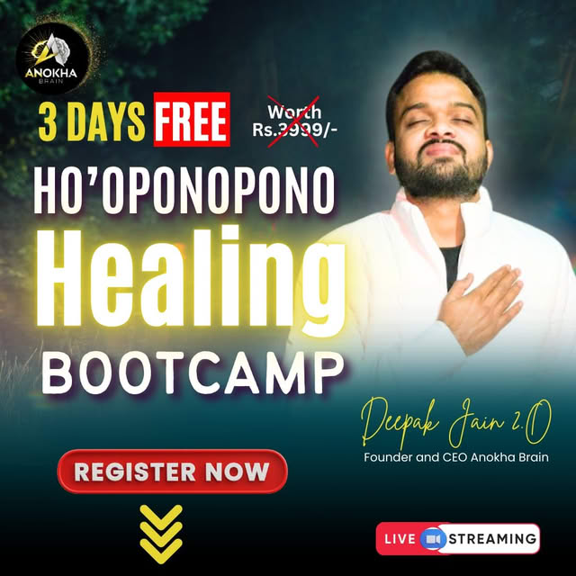 Anokha Brain Facebook ad: Join Free 3 Days Advance Healing Bootcamp