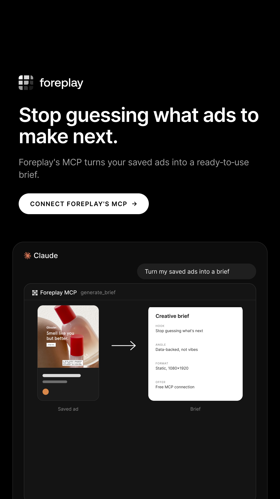 foreplay.co Facebook ad: Make ads that actually convert