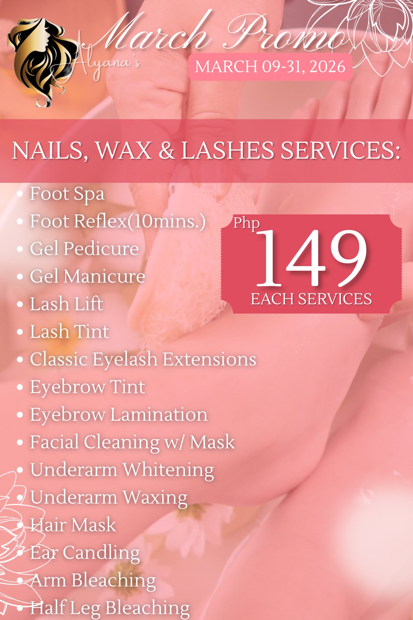 Alyana’s Salon Lincoln Branch Facebook ad: MARCH PROMO