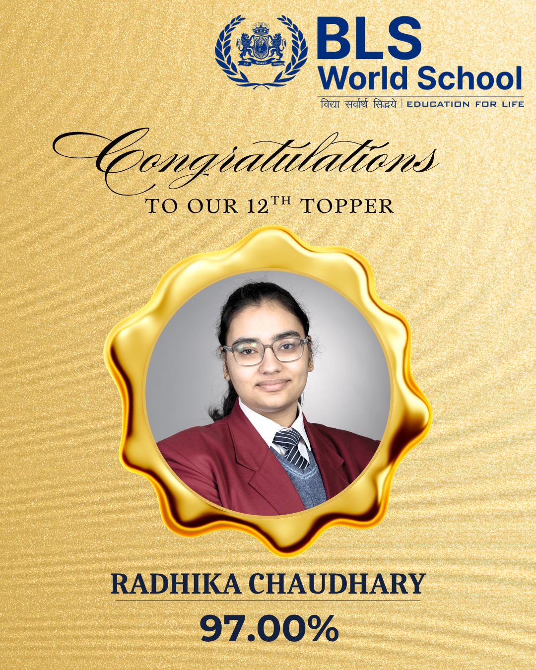 BLS World School Facebook ad: Celebrating Our Class 12 Achievers