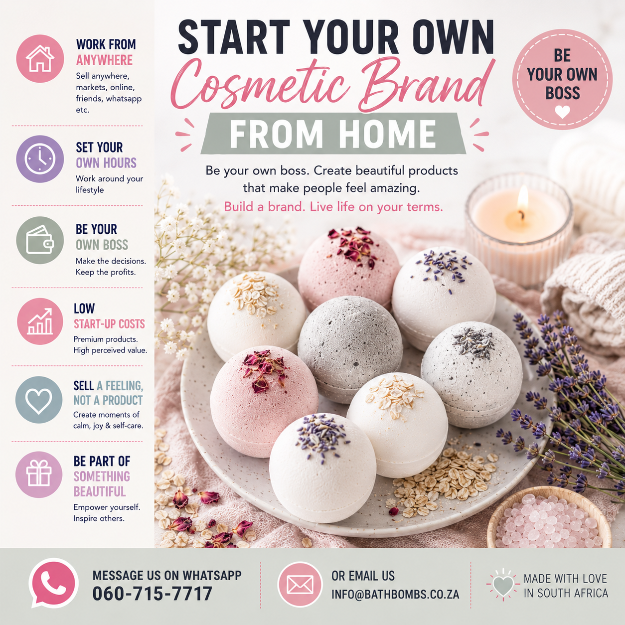 BathBombs.co.za Facebook ad: Start Small. Grow Fast.