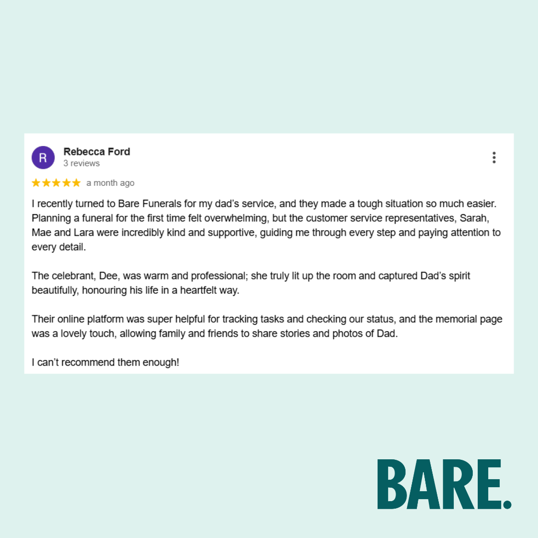 Bare Funerals & Cremations Facebook ad