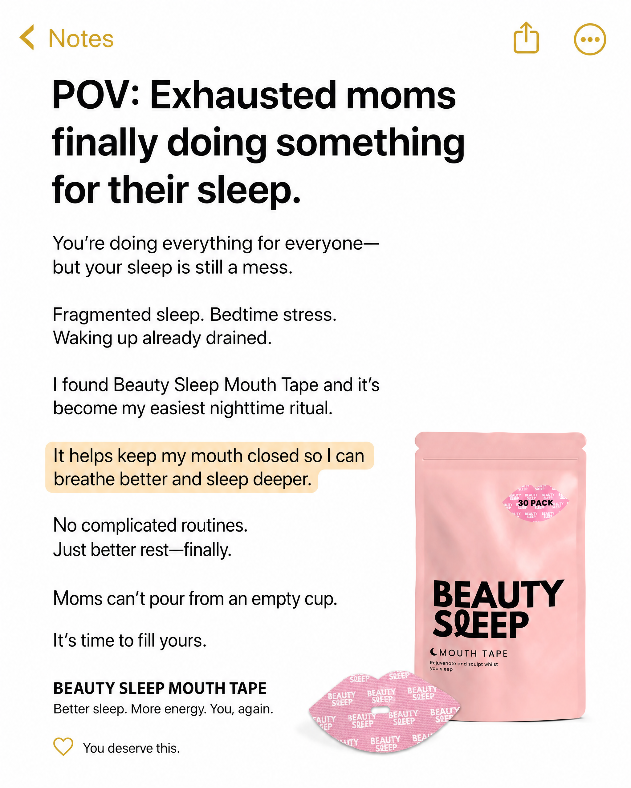 Beauty Sleep Facebook ad
